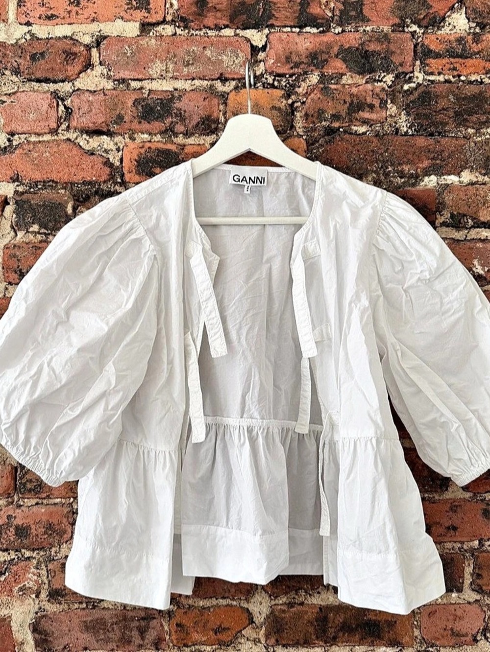 GANNI Cotton Poplin Blouse White
